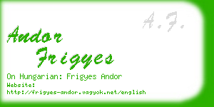 andor frigyes business card